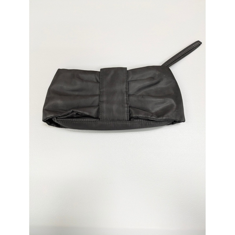 Bath & Body Works Wristlet Clutch Bag Women Small Black Satin Bow Minimalist